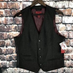ALFANI MENS NEW BLACK RED VEST Small S SLIM